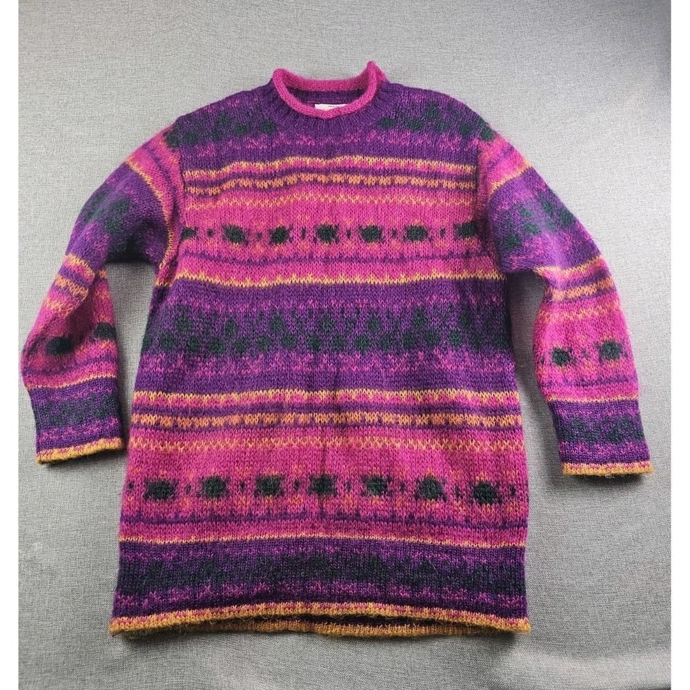 United Colors Of Benetton Sweater Womens 46 Mohair Blend Crewneck Pullover Italy
